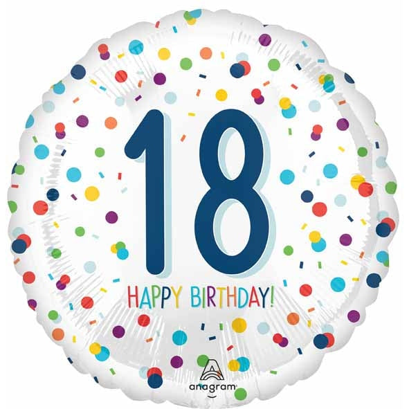 18th Birthday Confetti Foil Balloon 18"
