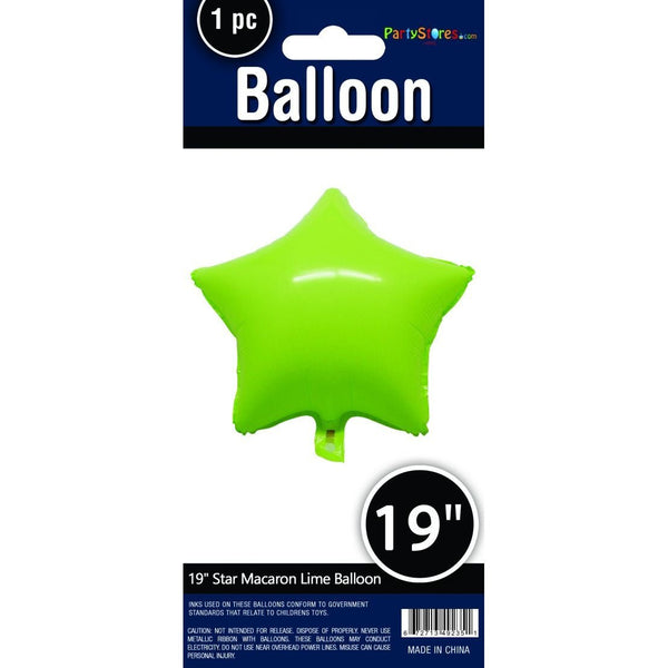 19" Star Macaron Lime Foil Balloon