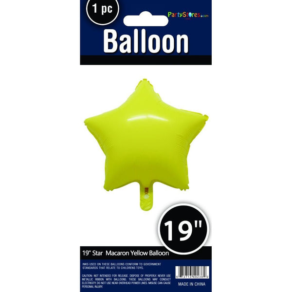 19" Star Macaron Yellow Foil Balloon