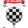2 Black & White Checkered Foil 18" Balloons