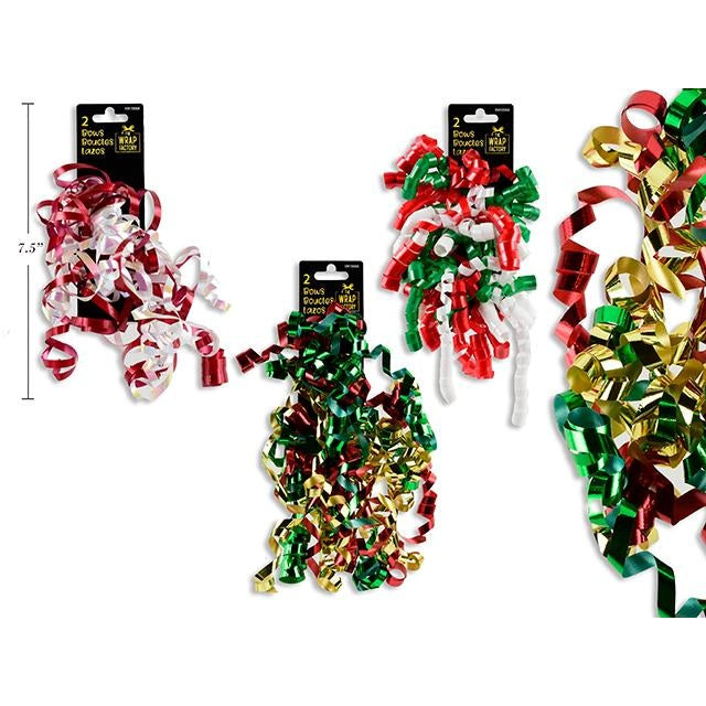 2 Pack Matte Curl Swirl Ribbon. 3 Assorted Colours, 1 per