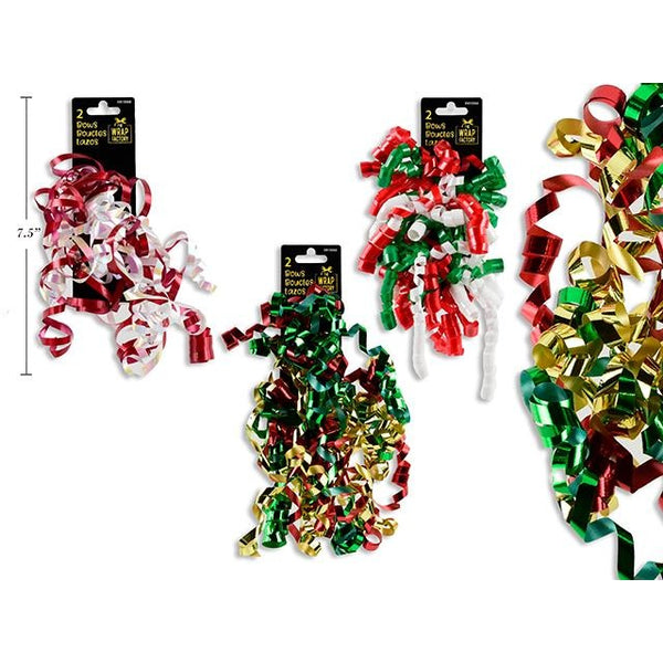 2 Pack Matte Curl Swirl Ribbon. 3 Assorted Colours, 1 per