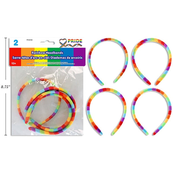 2 Pack Pride Rainbow Headbands