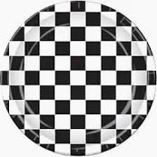 24 Black & White Checkered 7" Paper Plates