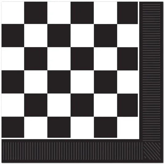 24 Black & White Checkered Luncheon Napkins