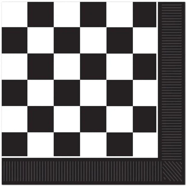 24 Black & White Checkered Luncheon Napkins