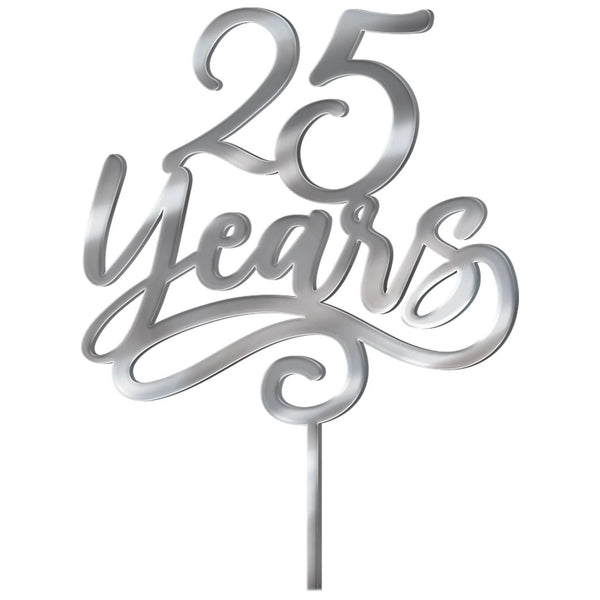 25th Anniversary Silver Cake Topper