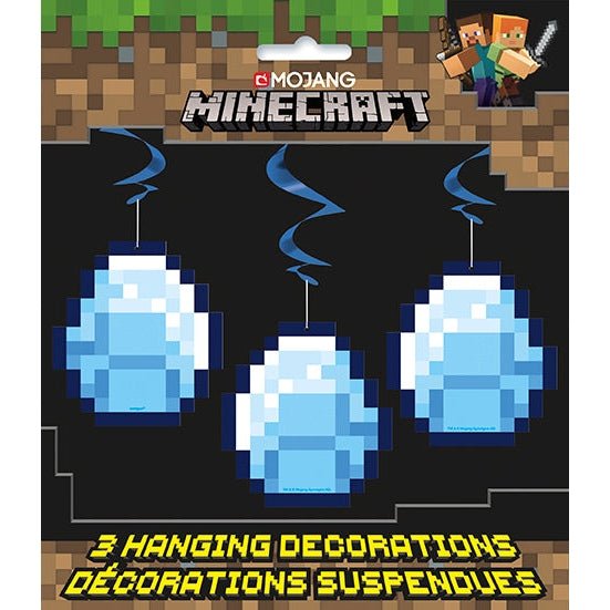 3 Minecraft Hanging Swirl Decorations 26"