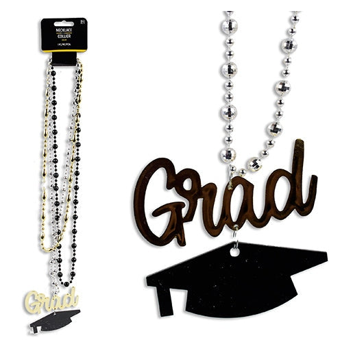 3 Pack Graduation Beaded Necklaces with Grad Cap Pendants