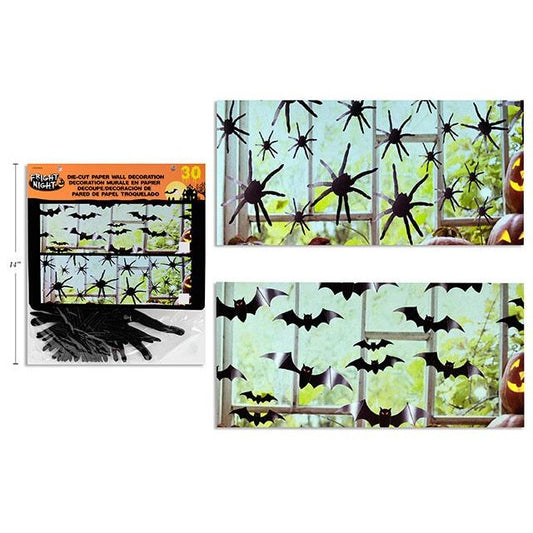 30pk Halloween Die-Cut Paper Wall Decorations Assorted Sizes