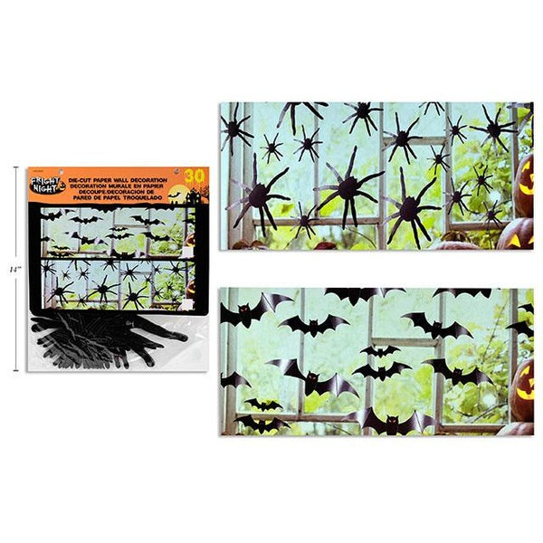 30pk Halloween Die-Cut Paper Wall Decorations Assorted Sizes