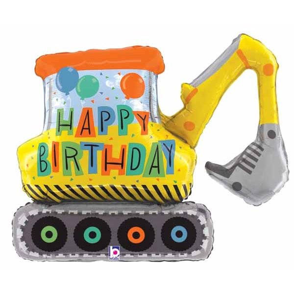 31" Excavator Happy Birthday Super Shape Foil Balloon