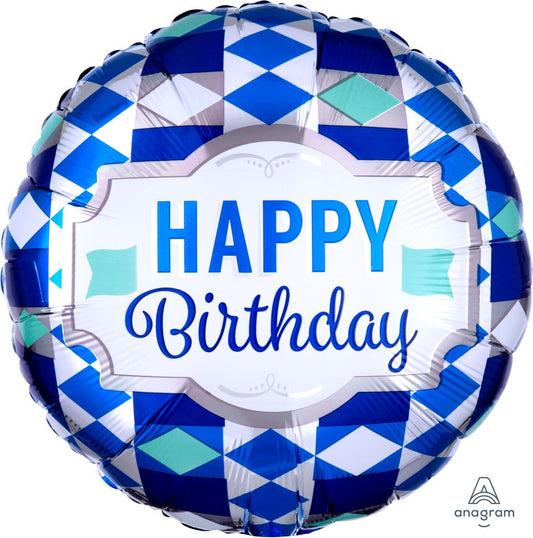 Happy Birthday Tie Pattern 18" Foil Balloon