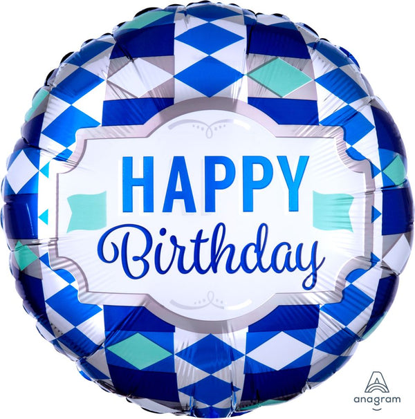 Happy Birthday Tie Pattern 18" Foil Balloon