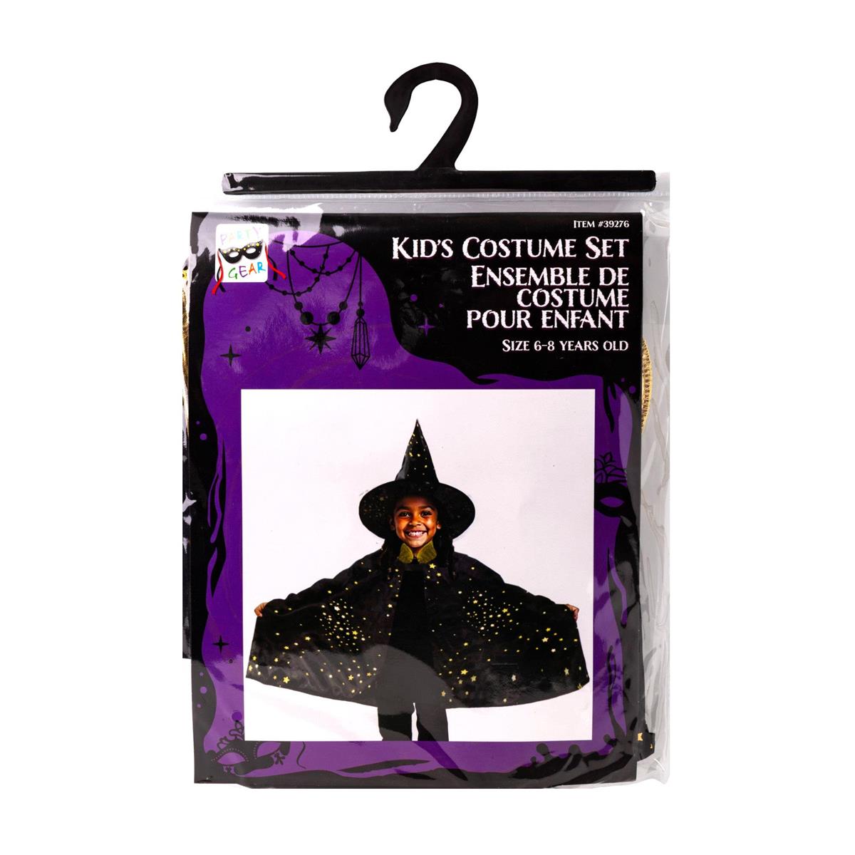 Kids Black Celestial Cape & Hat Set