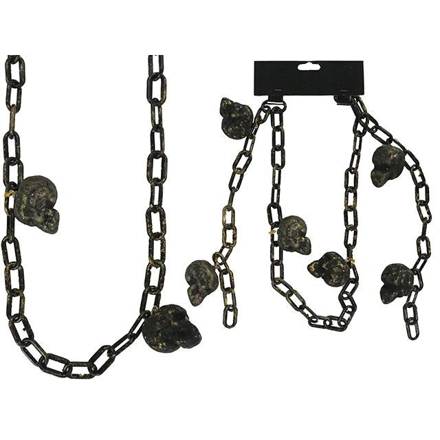 4.9ft 57-Link Chain with 6 Metallic Skulls