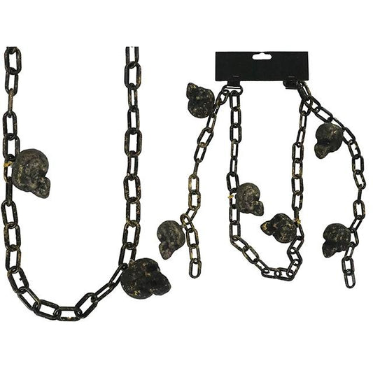4.9ft 57-Link Chain with 6 Metallic Skulls