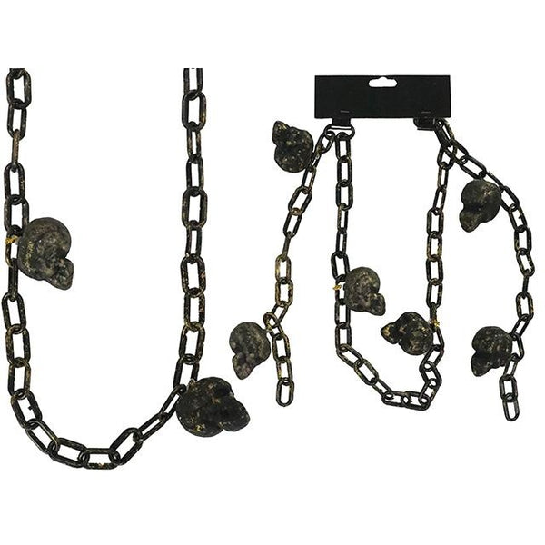 4.9ft 57-Link Chain with 6 Metallic Skulls