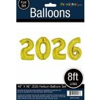 40" 2026 Jumbo Number Helium Bouquet Gold