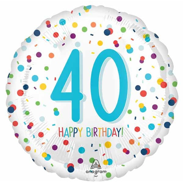 40th Birthday Confetti 18" Foil Balloon