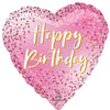 Happy Birthday Heart-Shaped Pink Sparkle 17" Foil Balloon