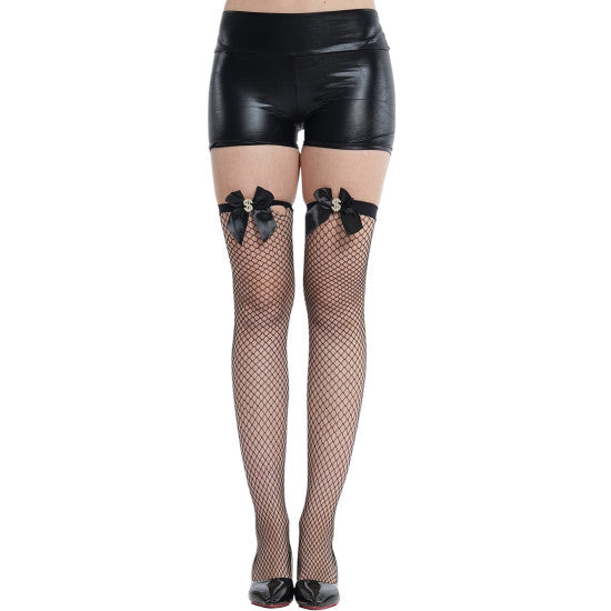 Gangster Bling Fishnet Thigh Highs with Dollar Signs