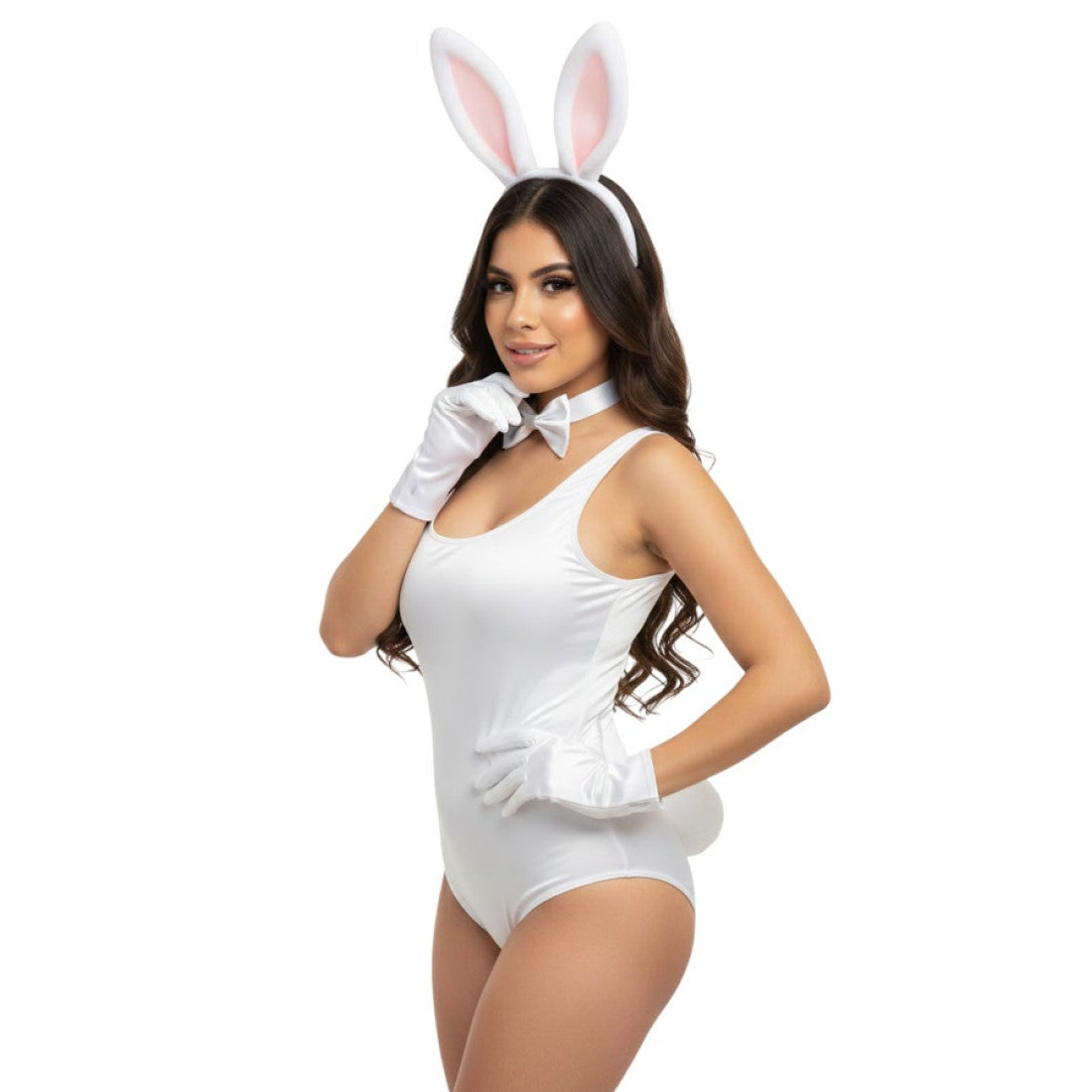 Bunny Costume Kit, with White-Coloured Ears, Collar, Gloves & Tail