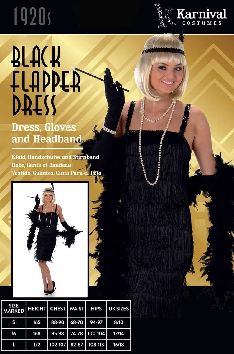 Roaring 20s 1920 Black Flapper Dress Women's Costume - Small 6-8