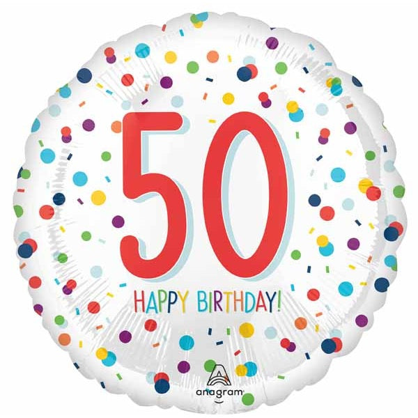 50th Birthday Confetti 18" Foil Balloon