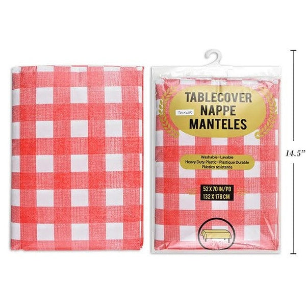 52" x 70" Deluxe Red Gingham Flannel-Back Tablecloth