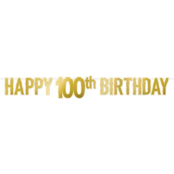 Gold Happy 100th Birthday Banner