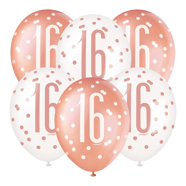 6 12" Rose Gold Latex Balloons 16