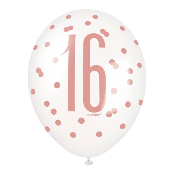 6 12" Rose Gold Latex Balloons 16