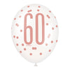 6 12" Rose Gold Latex Balloons 60