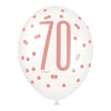 6 12" Rose Gold Latex Balloons 70