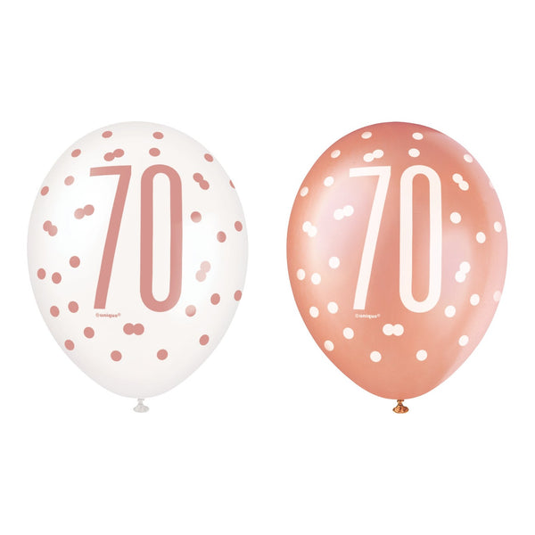6 12" Rose Gold Latex Balloons 70