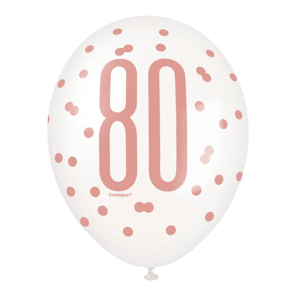 6 12" Rose Gold Latex Balloons 80