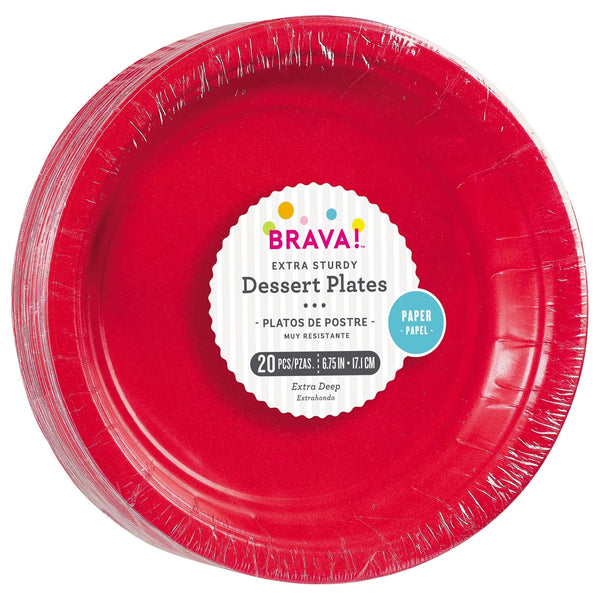 6 3/4" Round Paper Plates, Mid Ct. - Apple Red