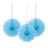 6" Blue Mini Decorative Fans, 3 Count