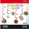 6 Casino-Themed Swirl Decorations
