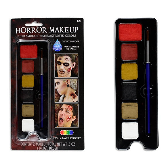 6-Color Horror Makeup Tray with Brush 14.1g