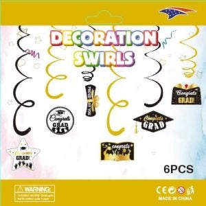 6 Congrats Grad Decorative Swirls