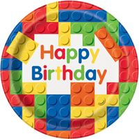Building Blocks Birthday Round 9" Dinner Plates, Set of 8