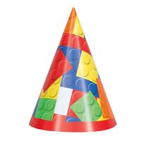 Building Blocks Birthday Party Hats, 8 Count