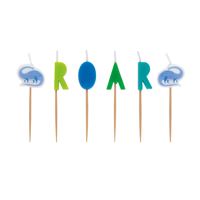 Dinosaur Party Pick Birthday Candles, Set of 6