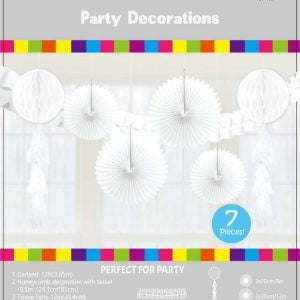 7 Piece White Party Decoration Kit