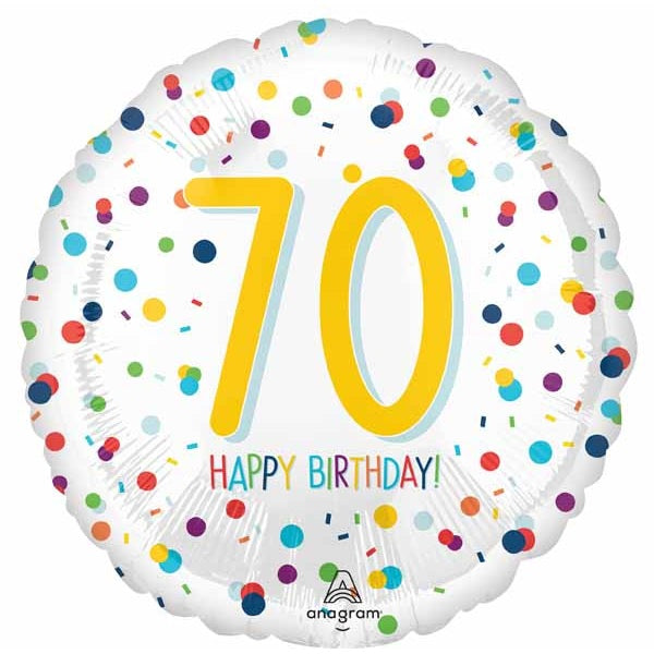 70th Birthday Confetti 18" Foil Balloon