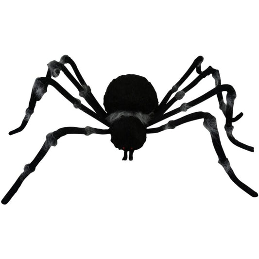 Jumbo Black Spider Halloween Decor with Grey Trim, 73"
