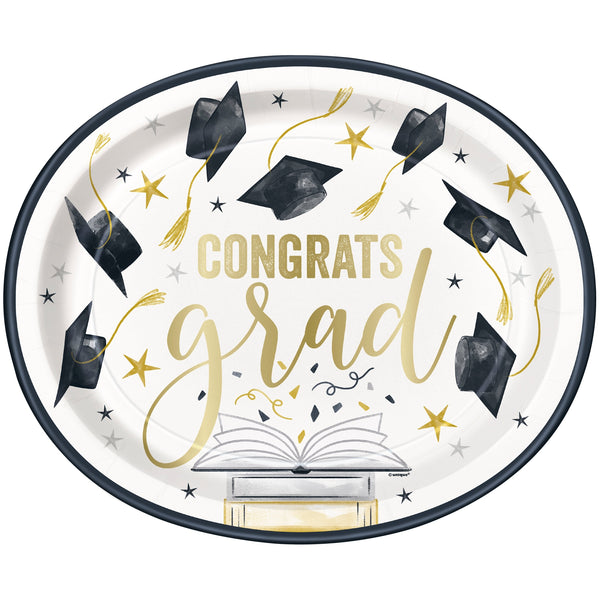 8 Golden Star Graduate 12" Oval Plates