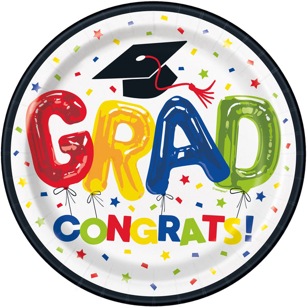 8 Letter Balloon Graduate 9" Plates